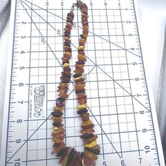 Vtg Baltic Amber Nugget Necklace Sterling Silver Clasp Glows Cognac Egg Yolk 20″