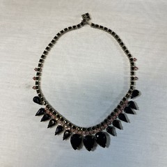 Gorgeous 1950-60’s Jet Black Teardrop Rhinestones with Bright Pink