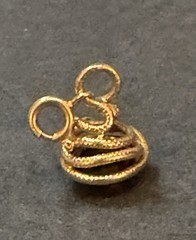Antique 18k Gold Snake Serpent Charm Pendant Fob Diamond w/ Citrine