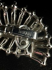 TRIFARI Crystal Baguette Rhinestones Rhodium Married Alfred Philippe Crown w/Box