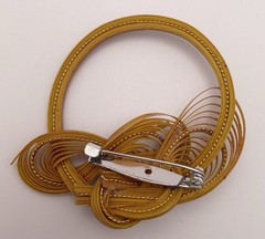 Simple & Elegant Burnt Orange Twisted Circle Bamboo Brooch