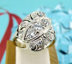 Art Deco Style Cluster Wedding Ring 2 Ct Lab Created Diamond 14k White Gold Over