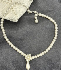Vintage Pearl Faux Crystal Statement Teardrop Pendant 1990s