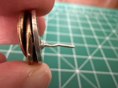Laton Taxco Sterling Modernist Saturn Orbit Stud Earrings Mixed Metal Artisan