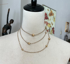 Versatile!!! Vintage!! LONG!! 48” 12k Gold Filled Ball Bead Station Necklace
