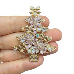 Vintage Pink Christmas Tree Brooch Pretty Christmas Tree Pin