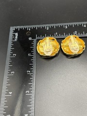 Vintage Les Bernard Brooch Earrings Set Chunky Basket Weave Gold Tone
