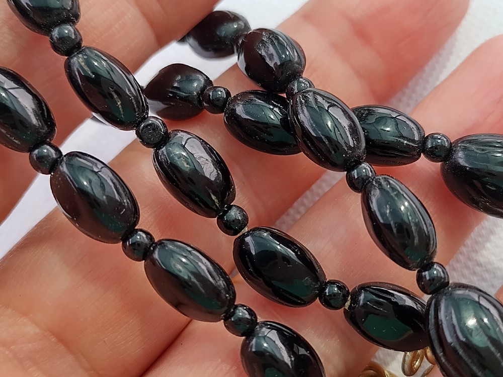 Vintage black glass necklace