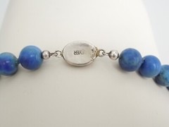 Lapis Lazuli? Sodalite? Ball Necklace 800 Silver 58.5 G/39 Cm/Ø 0.9 Cm-1.3 Cm