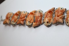 Carved Koi Fish Bracelet .925 Silver