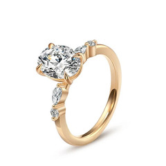 2.10TCW Multi Stone White Moissanite & 10K Yellow Gold FN Anniversary Women Ring