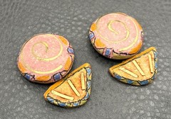 Vintage 80s Runway Bold Handmade Paper Earrings Haute Couture Pink Orange Gold