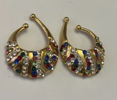 Vtg Idemaria IIQuartorecchino Signed Swarovski Crystal Glamour Ear Cuff Earrings