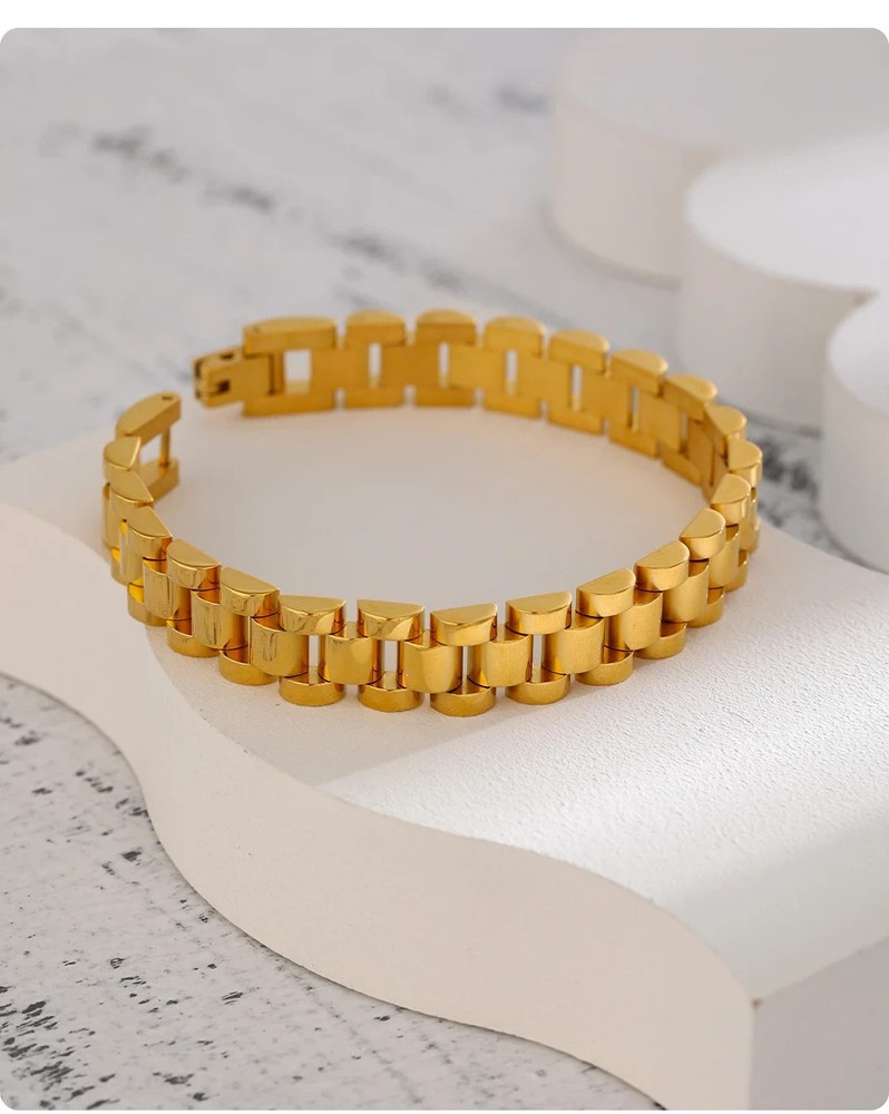 Vintage Gold Plated Stainless Steel Chain Bracelet Waterproof