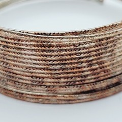 Slinky Wide Wrap Thin Wire Bangle Coppery Gold Tone Metal Vintage Bracelet