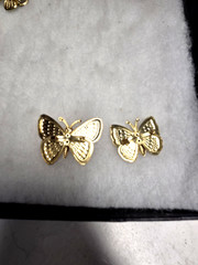 Vtg gold tone burgandy epoxy Butterfly Pin Combo