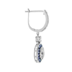 Art Deco Lab Created Diamond Sapphire Drop Dangle 14K White Gold Finish Earrings