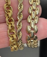Vintage Chain Bracelet Lot Gold Tone Panther Link Rope Chains Stackable