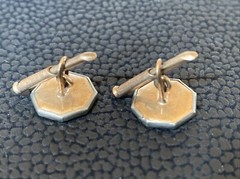 Rolled Gold Plated MOP Mother of Pearl Octagonal Antique Edwardian Vest Buttons