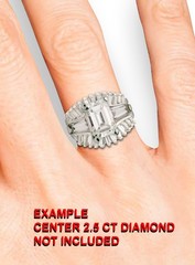 GIA TESTED 14K GOLD 0.81 CT NATURAL DIAMOND RING 27 BAGUETTE JACKET GUARD SZ 5½