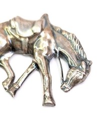 Sterling Silver Horse Brooch Large Bucking Bronco Western Rodeo Equestrian 3-1/8