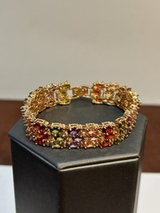 Vintage Ross-Simons Gold Tone Multi Gemstone Bracelet