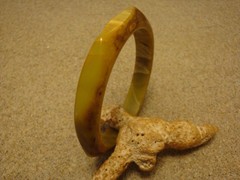 Vintage 1/2″ Butterscotch/Brown/Green Octagon Bakelite Bracelet; Beveled Edges!