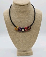 Joan Rivers Pendant Necklace Multicolored Sliding Pendants Crystal Art Deco 19″