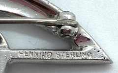1930s PENNINO Sterling & Rhinestone Art Deco Lapel Brooch & Fob Watch
