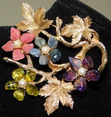 VINTAGE Signed ORIGINAL SWOBODA FLOWER BROOCH MULTI-STONE 2 1/2″ x 2 1/2″