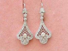 Art Deco Style Lab-Created Diamond Dangle/Drop Geometric Late Earring 925 Silver