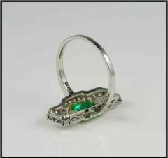 5.25Ct Art Deco Style Lab Created Emerald Engagement 14K White Gold Finish Ring