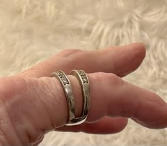 Sterling Silver Channel Set Double Band CZ Vintage Ring Size 8 Gram Wt 7.2