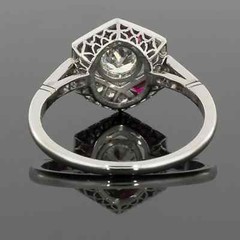 Art Deco Style 2Ct Lab Created Diamond & Ruby Engagement 14K White Gold FN Ring