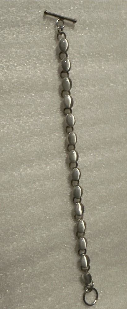 Vintage 925 Sterling Silver Cats Eye Bracelet 7 Inch Oval Cabachon 13g