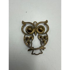 Vintage Bronze Tone Owl Pendant Charm Multi Color Rhinestone Boho Jewelry 2 Inch