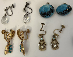 14 Pairs Vintage Clip On & Screw Back Earrings ~ Ralph Lauren Half Hoops
