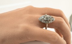 Diamond Ring Palladium Old Mine Art Deco Vintage .88ct TDW