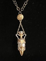Artlinea Italy Solid 18k 3 Color Gold 24” Necklace Amphora Chrysoprase 9.6 Grams