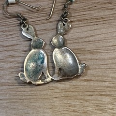 Brass Bunny Rabbit Earrings Vintage Dangle From Estate