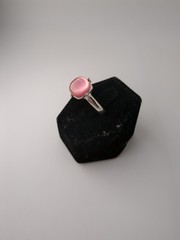 Lot of 2 Rings Size 8.25 Silver Tone Band Pink And Purple Stones