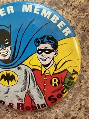 Vintage 1966 Batman & Robin Society Charter Member Pinback Button Nice Condition