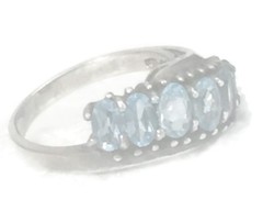 Vintage Blue CZ Ring Band Eternity Sterling Silver Women Cocktail Size 5.50