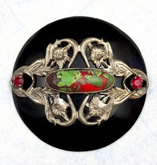 FANTASTIC VINTAGE ART DECO ~ CZECH ~ ART GLASS ~ METAL & EARLY PLASTIC ~ BUTTON