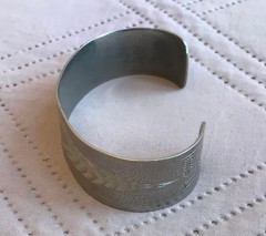 Vintage Native American Style Heart Arrow Cuff Bracelet Silver Tone Monogram A