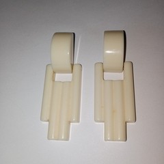 Vtg Art Deco Pierced Earrings Off White Acrylic Plastic
