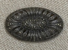 STERLING SILVER 925 MARCASITE BROOCH ANTIQUE ART NOUVEAU BEAUTY ELEGANT DESIGN