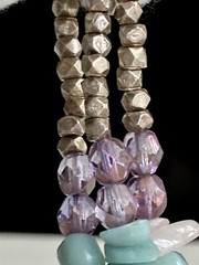 Amazonite & Rose Quartz Gemstone Sterling Silver 925 Multi Strand Necklace 137g