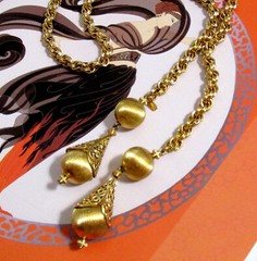 Vtg MONET “Bolero” 1961 30″ Rope Chain Lariat Necklace Runway Book Piece GP Exc