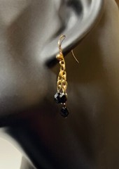 1990’s Casual Corner Black & Brass Beaded Wire Choker & Earrings Set